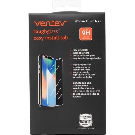 Ventev Toughglass Easy Install Tab Tempered Glass Screen Protector For Apple Iphone 11Pro Max/Xs Max, Clear TGPHXMEZVNV